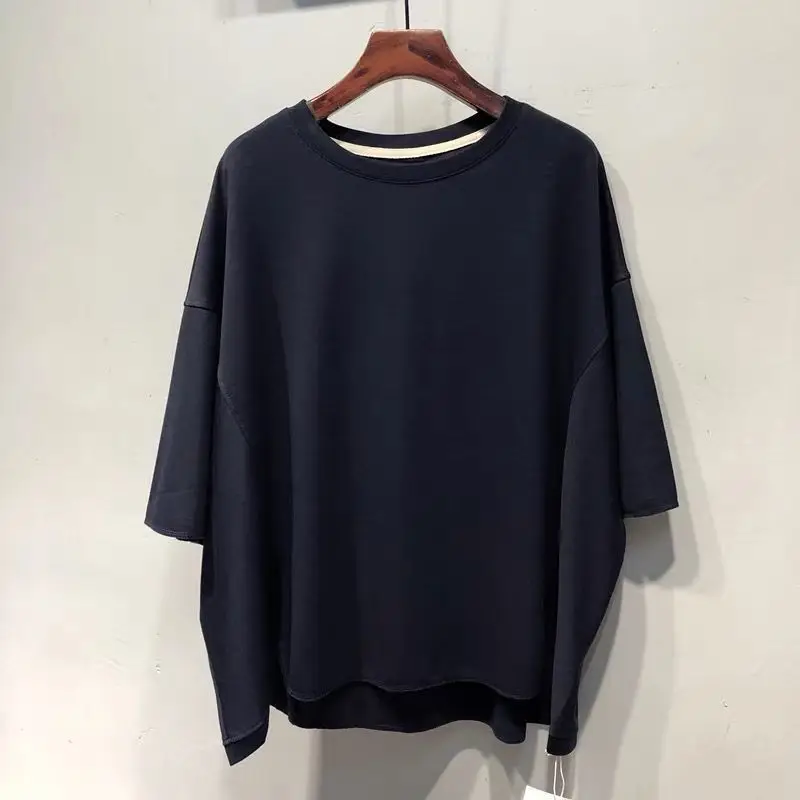 Lazy Style Irregular Simplicity Plus Size Solid Tops New Women Clothing Short Sleeve Fashion Youth T Shirts Casual Korean Summer