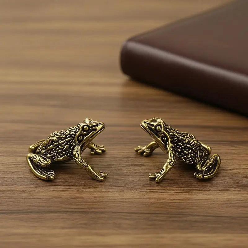 1Pcs Feng Shui Copper Fortune Brass Toad Figurine Indoor Outdoor Decorative Statue