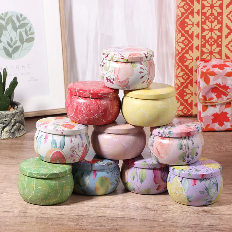 4OZ Sealed Jar Metal Candle Tin Jar Candy Box Rose Tea Pot Jewelry Storage Organizer Tinplate Christmas Packing Case Box New