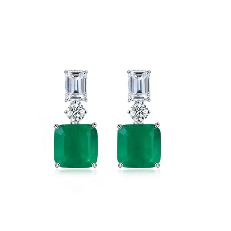 Primiana New Fashion 925 Silver 8.78ct Main Stone  Lab Grown Emerald Earrings  Jewelry for Women Party Gifts