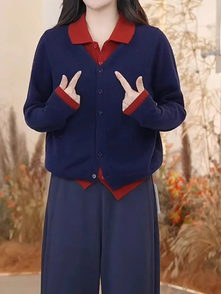 

Comfortable Knitted Open Cardigan Long Sve Women's Casual Faion Lazy Sle Color Blo Casual Outerwear Poem Ele