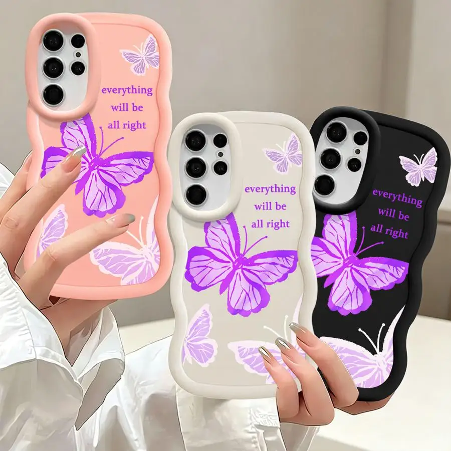 Soft Phone Cover Case for Samsung Galaxy S26 S25 S20 FE S24 S22 Ultra S23 Plus S25+ S21 S24+ Single Elegant Butterfly Scroll