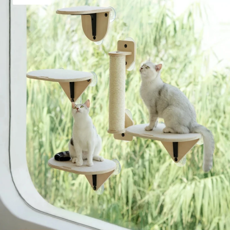 

Mewoofun Air Cat Альпинистская рама Окно Платформа для прыжков Стеклянная присоска Настенная полка Сизалевая когтеточка Идеально подходит для