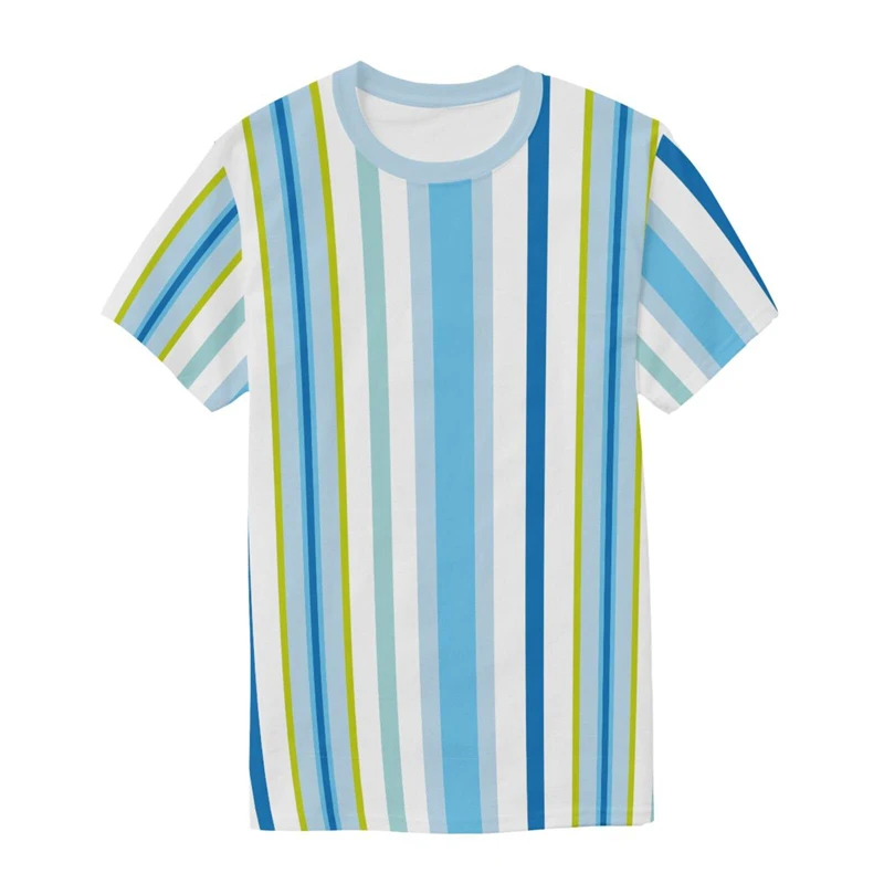 Simple Vertical Stripes Graphic T Shirts For Men Summer Casual Daily Wear 3D Printed T-shirts Fashion Oversized Short Sleeve Tee
