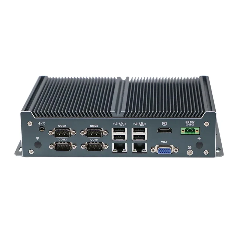 Embedded Mini PC Intel Celeron J1900 Quad Core X86 Fanless Barebone ระบบ Win10 อุตสาหกรรม POS PC 8 * USB 6 * COM