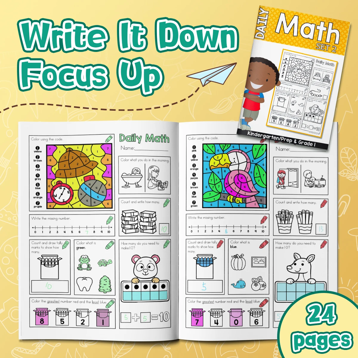 

Daily Math Practice Book – Entry-Level Workbook for Kindergarten and Early Elementary, Great for Home Learning or Class