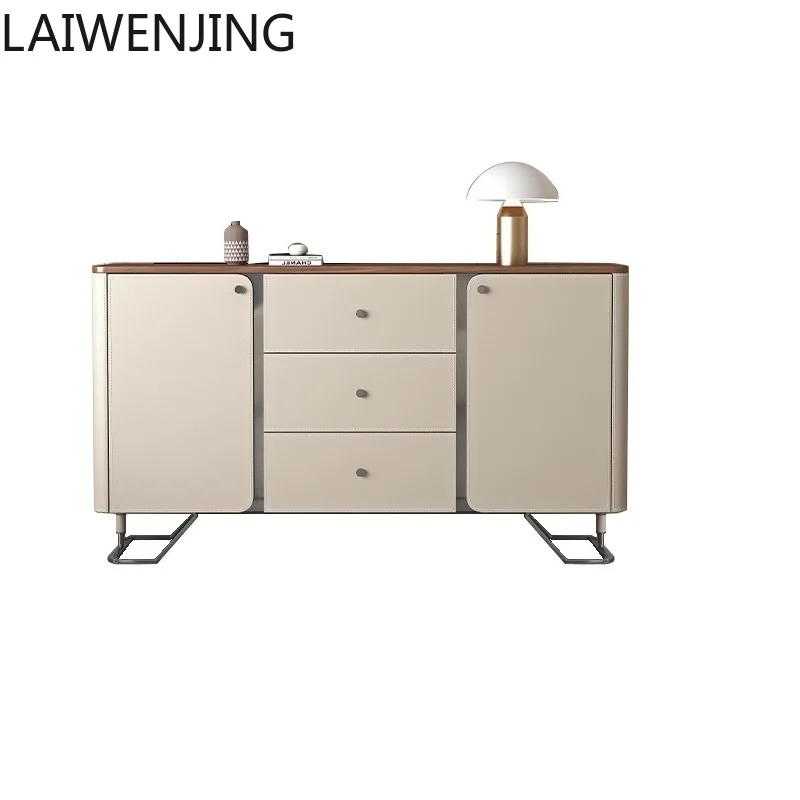 

HLZ solid wood saddle leather dining modern simple locker light luxury medieval living room wall integrated entrance cabinet