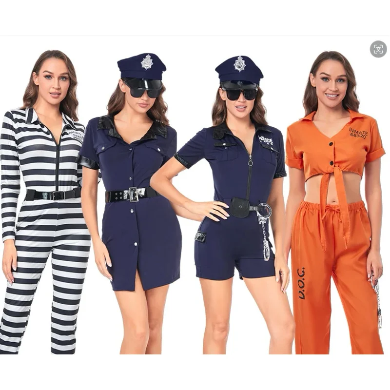 Women Prisoner Costumes Role Play Police Uniform Fire Suit Adult Prisoner Costume Halloween Costume Female Costume Performance