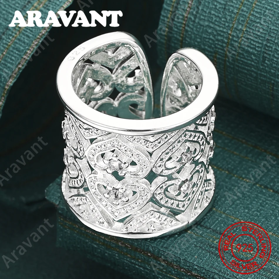 925 Sterling Silver Heart-Shaped Zirconia Openwork Ring For Women - Vintage Elegance And Noble Party Jewelry