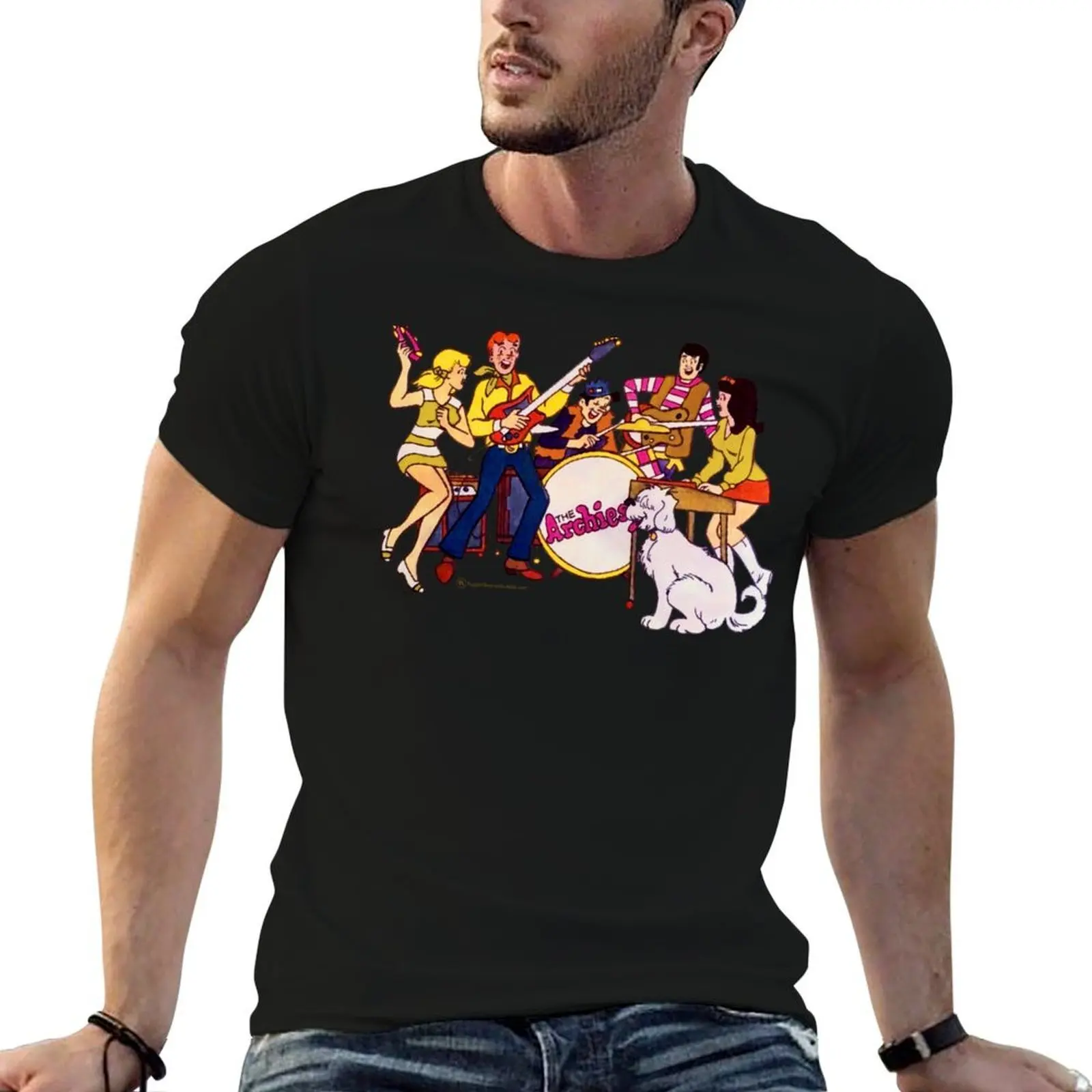 تي شيرت The Archies للرجال، تي شيرت قطني للرجال بقصة ضيقة #4