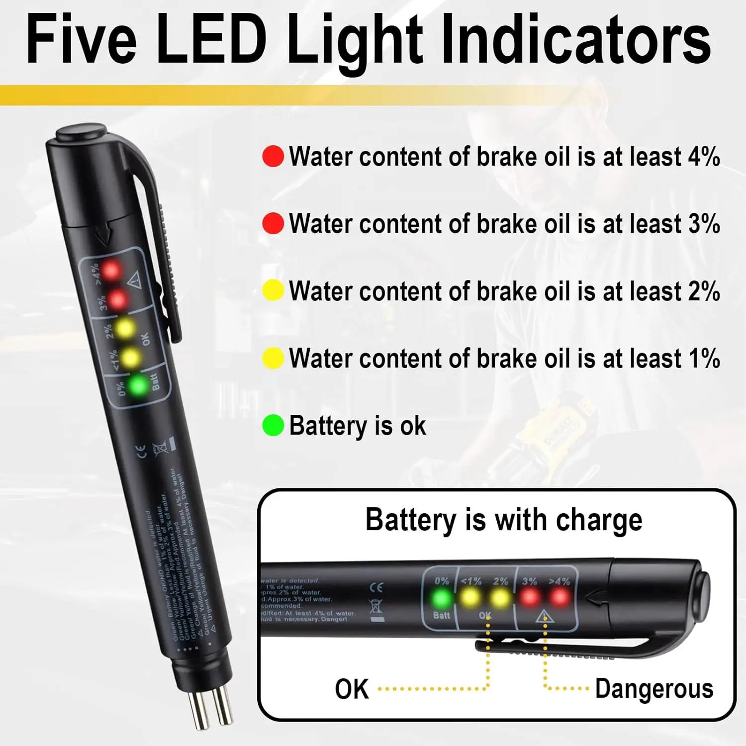 1PC Brake Fluid Tester High Precision Portable Use Safety Quality Assurance OBD2 Brake Oil Detector Test Pen Oil Test Pen