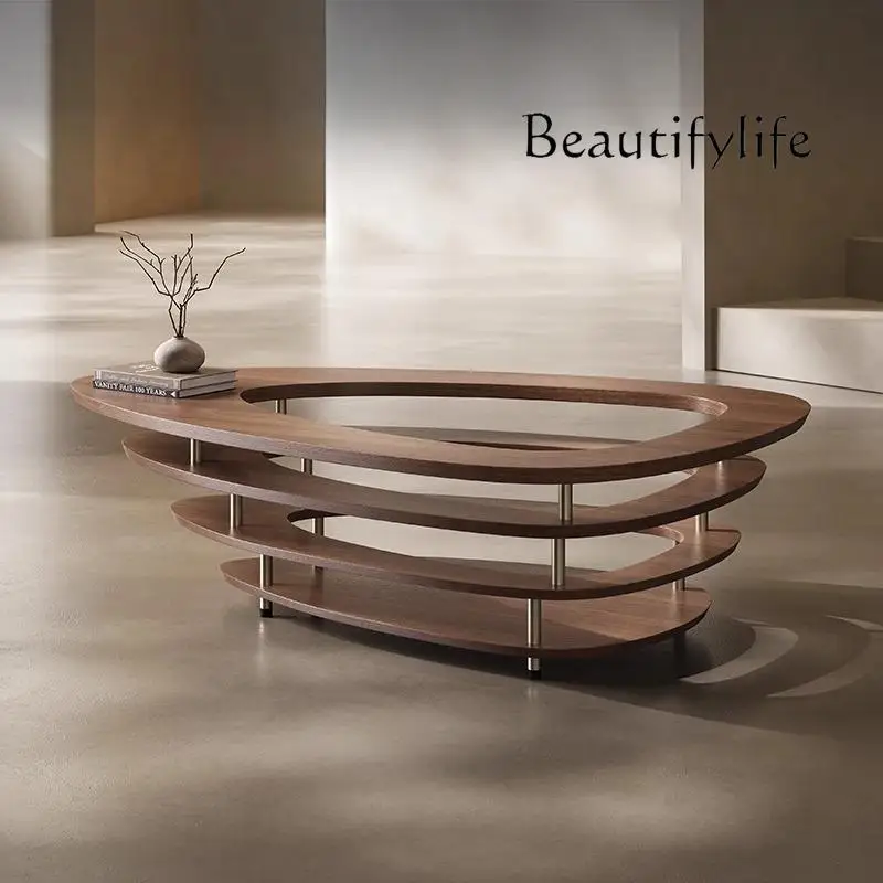 

Italian minimalist special-shaped coffee table medium and ancient style creative light luxury high-end living room simple home