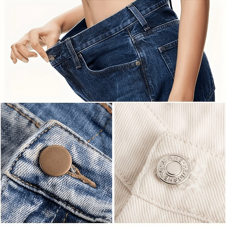 21 PCS /Set of Seamless Metal Buttons (Including 20 Buttons and 1 Screwdriver) Detachable for Jeans Clothing Accessories.