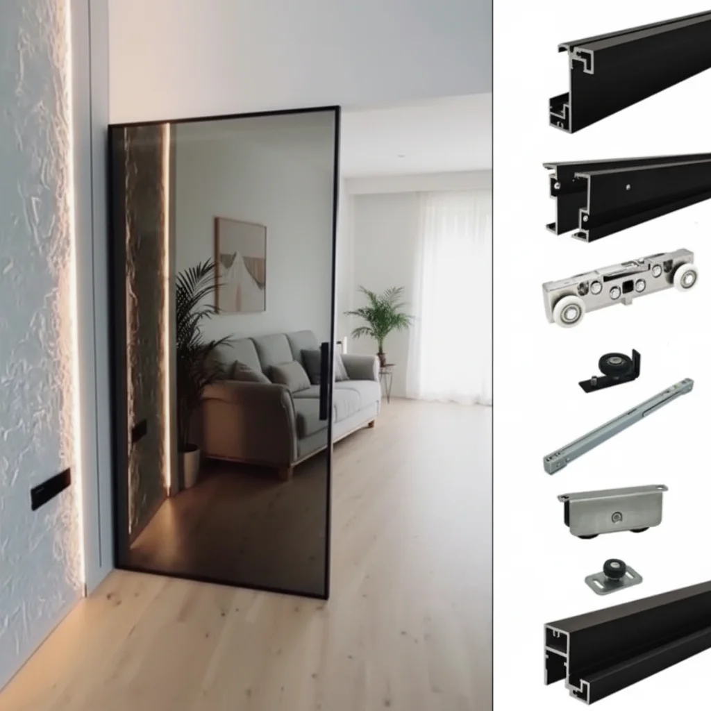 9ce Hidden Track Invisible Sliding Glass Magic Door Hardware Kits Interior Door Sliding Door System No Noise