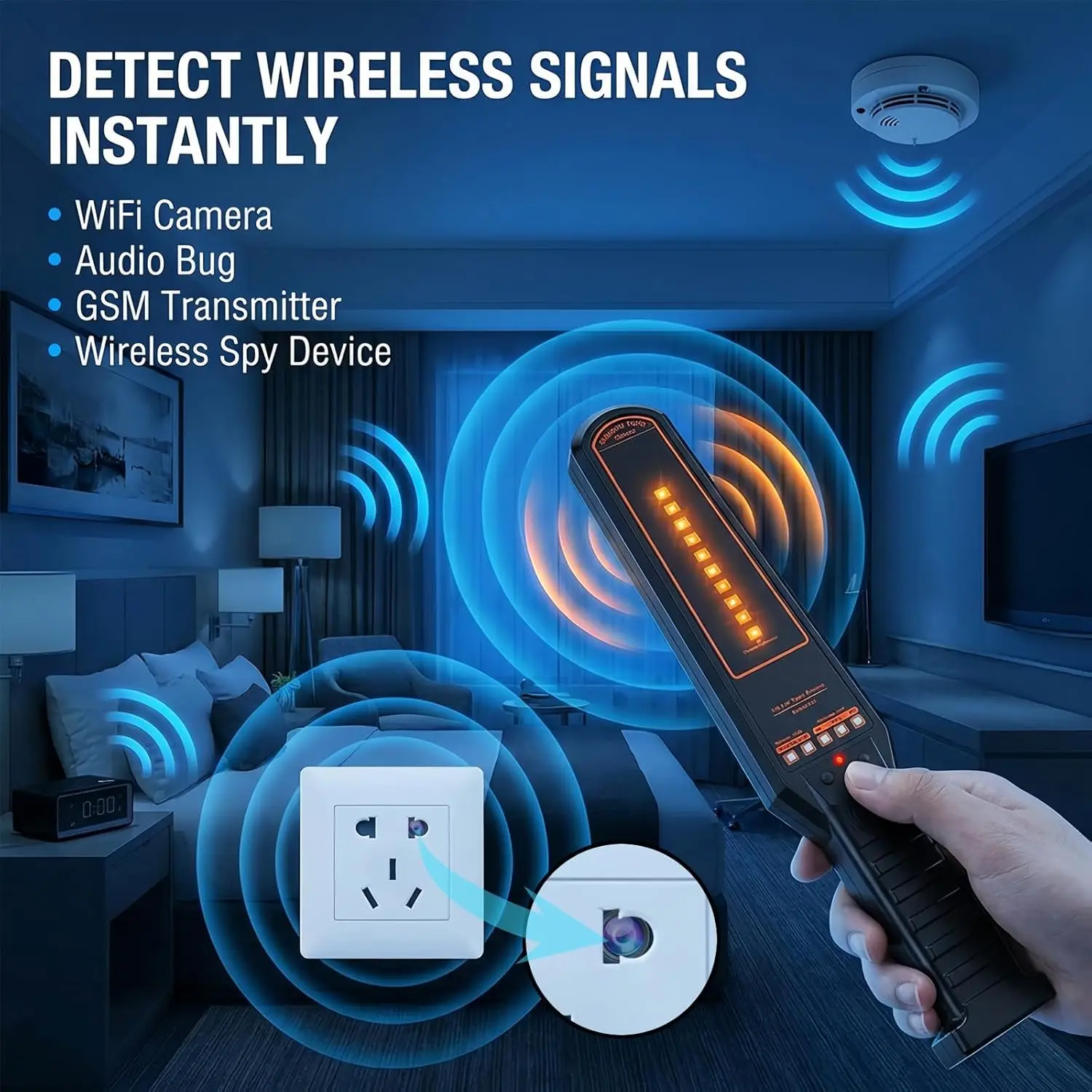 Anti Spy Detector Hidden Camera Locator RF Signal Scanner GPS Tracker Detector Anti Surveillance Device For Hotel Car Office