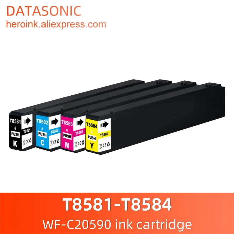 

T8581-T8584 T8581 Compatible Ink Cartridge Full With Pigment Ink For Epson WorkForce Enterprise WF-C20590 Printer (BK C M Y)