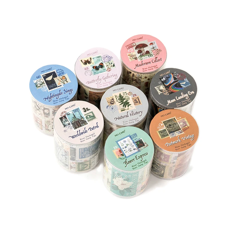 1roll Vintage Stamp Tape Style Stickers Decorative collage Diary Album Scrapbooking material Junk Journal Craft Supplies 55mm*2m