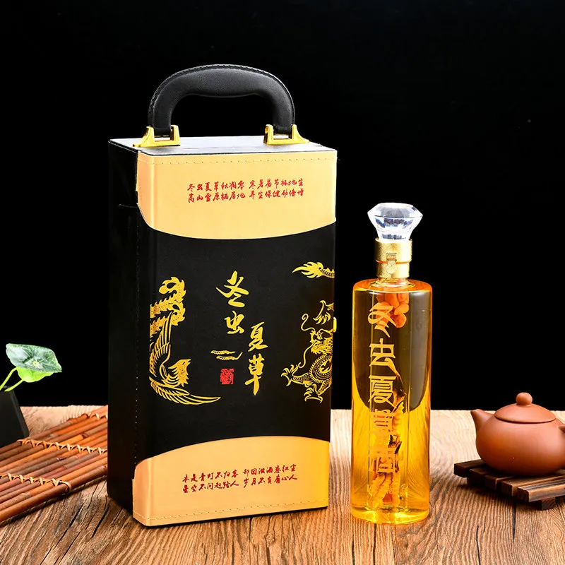Borosilicate Wine Fermentation Jar Ophiocordyceps Sinensis Bottle Glass Ginseng Haima . Gift Box Packaging