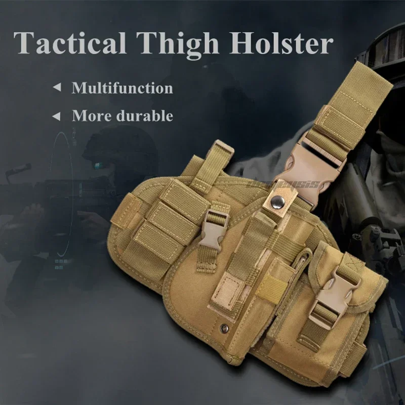 Tactical Gun Holster Thigh Drop Leg Bag Tactical Thigh Leg Pistol Gun Holster Outdoor Tactical Pouch  Adjustable Strap