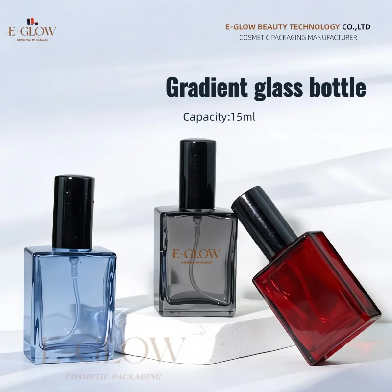 

【Индивидуальный логотип】100 шт. персонализированных флаконов 15 мл с градиентным переходом цвета, плоские квадратные бутылки, мелкосерийное производство на заказ