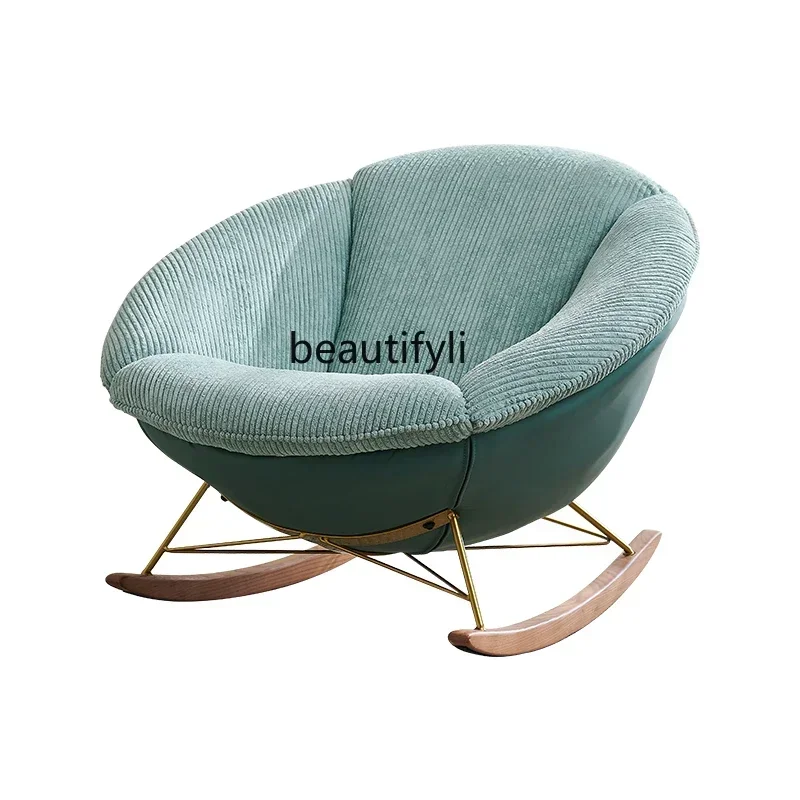 

LJYAsmt52 Single rocking lotus leaf chair Nordic home living room designer lazy recliner adult leisure chair