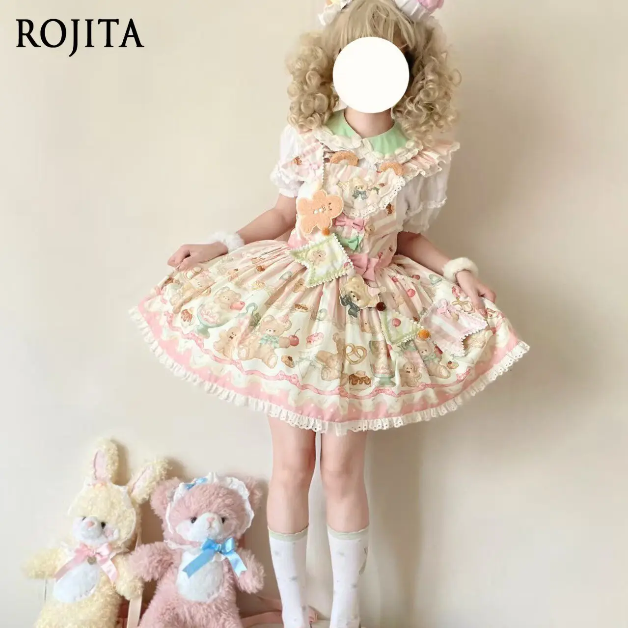 Pink Strap Dress 2026 Original New Gingerbread Bear Lolita Dress Cute Lolita Dresses with Straps Summer Dress Women