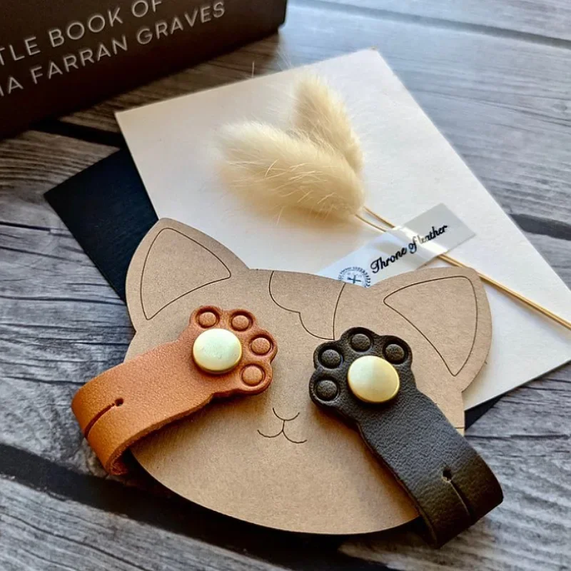 Cute Cat Paw Buckle Holder Leather Mobile Phone Data Cable Winder Silicone Cartoon Earphone Cable Wire Storage Clip Organizer