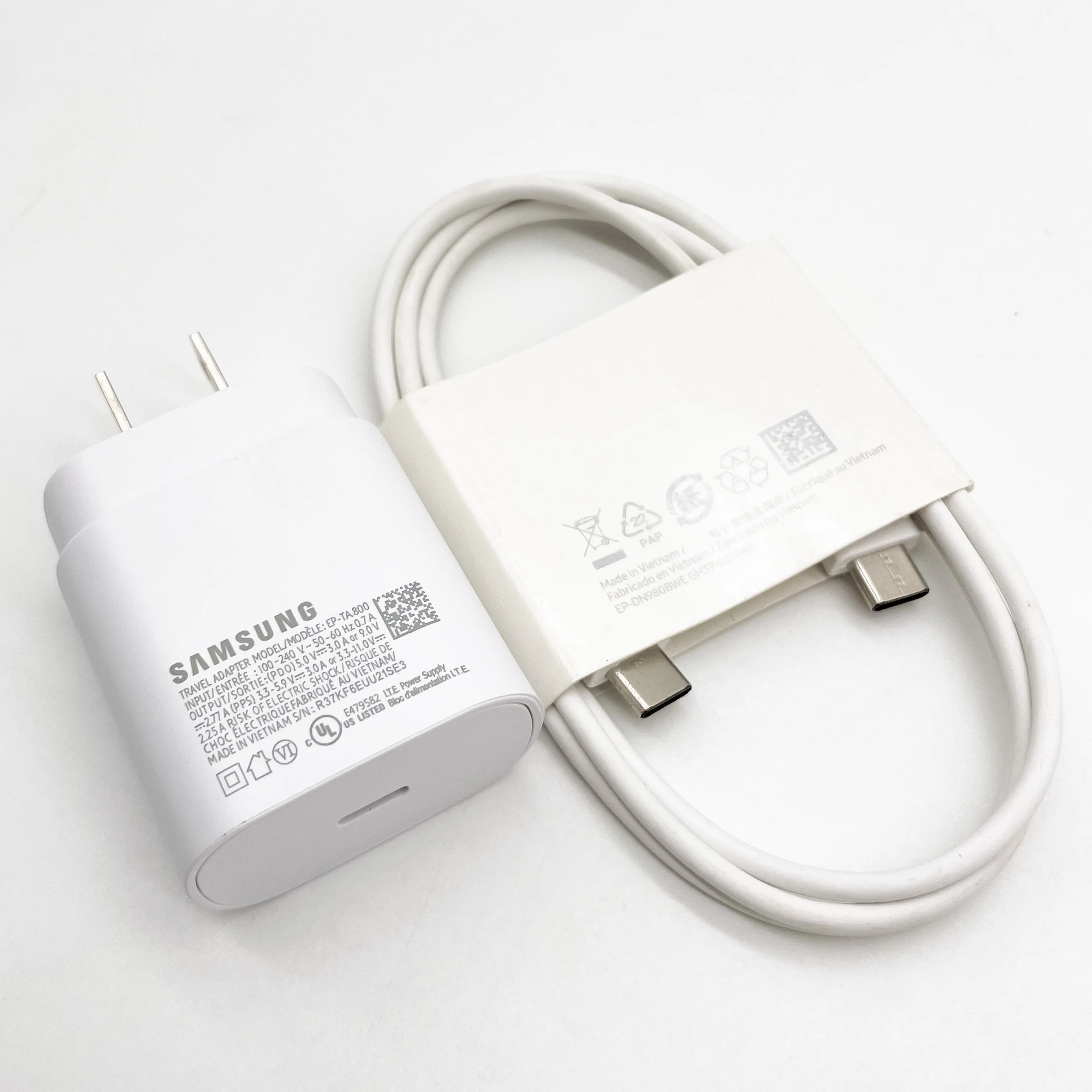 Cargador de Pared de Carga Rápida de 25W con Cable Tipo C de 1M para Samsung Galaxy S26 S25 S24 S23 S22 S21 S20 FE Plus