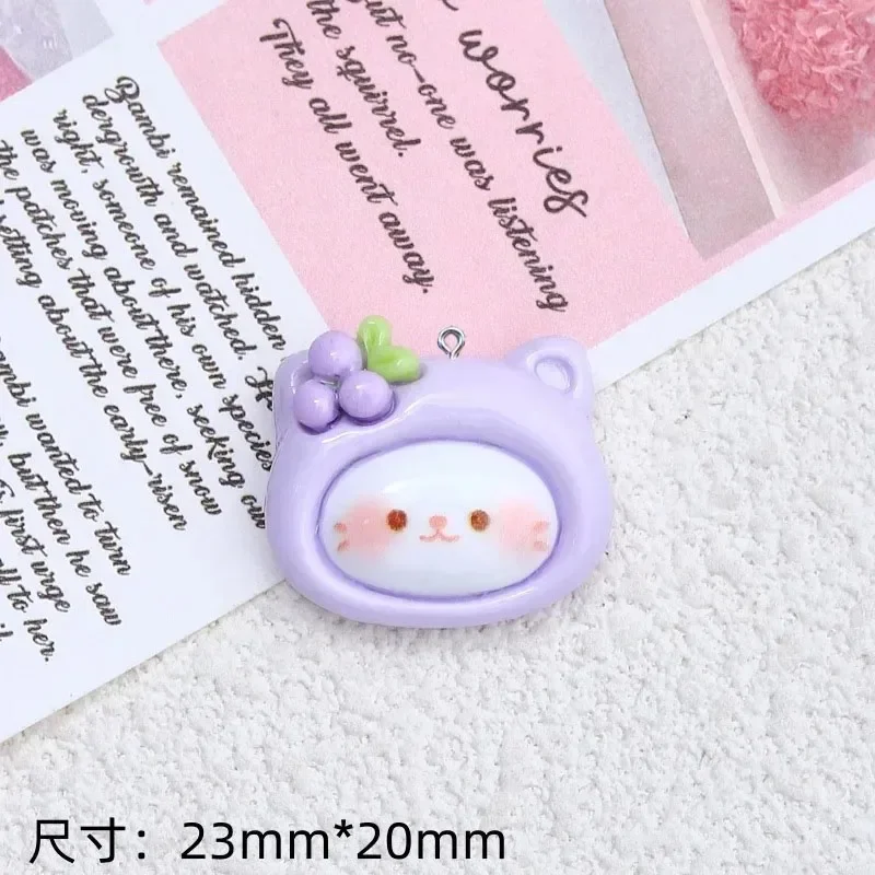 10Pcs Mixed Cherry Bear Strawberry Rabbit Resin Pendants, Mini Kawaii Fruit & Animal Charms Supplies for DIY Earring Necklace