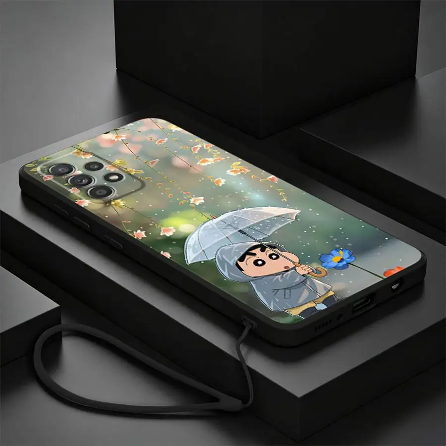 Cute Shin-Chans Raining Phone Cover Case for Samsung Galaxy A17 A11 A12 A13 A14 A24 A22 A52 A15 A36 A26 A16 A34 A51 A35 A27