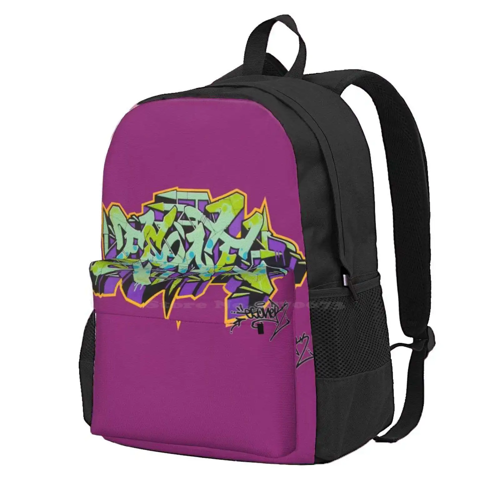 Purple Esone Urban Graffiti Street Style Hot Sale Schoolbag Backpack Fashion Bags Street Art Spraypaint Bansky Mural Graffiti