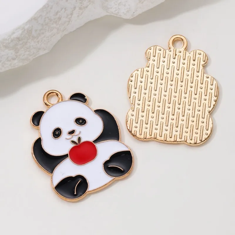 10pcs New Panda Enamel Charms Cute Play Chinese National Treasure Animal Pendants For Making Handmade DIY Findings Accessories