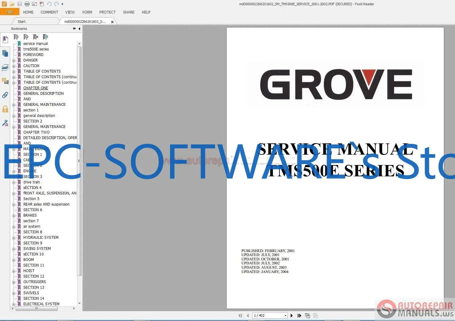 

EPC-OFTWARE Grove Crane TMS SERIES ПОЛНЫЙ СЕРВИС РУЧНОЙ РУЧНОЙ
