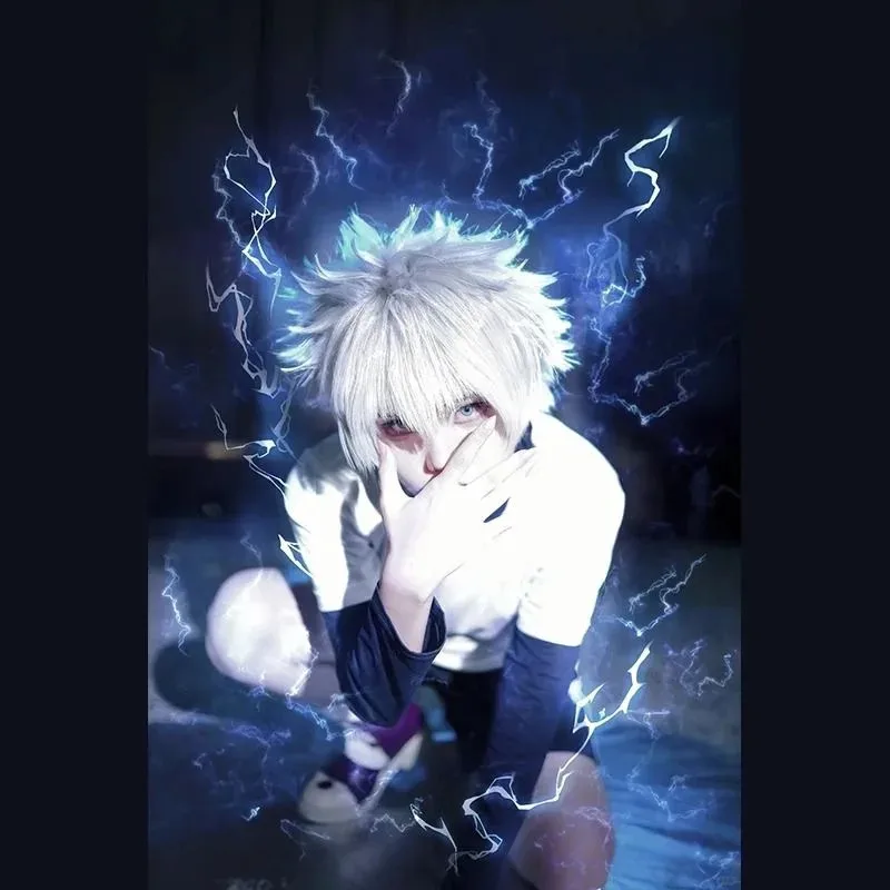 LQHunter x Hunter Killua Zoldyck Cosplay Costume White wig Halloween Christmas Party Outfits Killuar Suits Anime Role Play suit