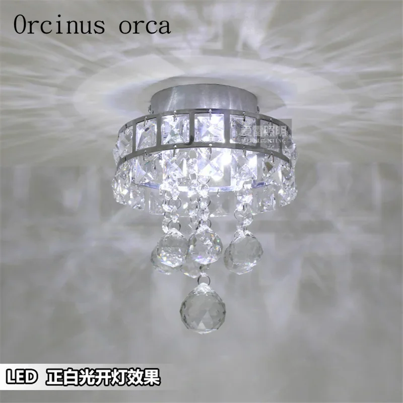 Led luxury crystal lamp circular ceiling hall lamp porch corridor lamp Postage free