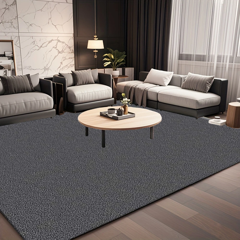 Dark Gray Solid Texture Area Rug, Simple Plain Floor Mat For Indoor Home Decoration