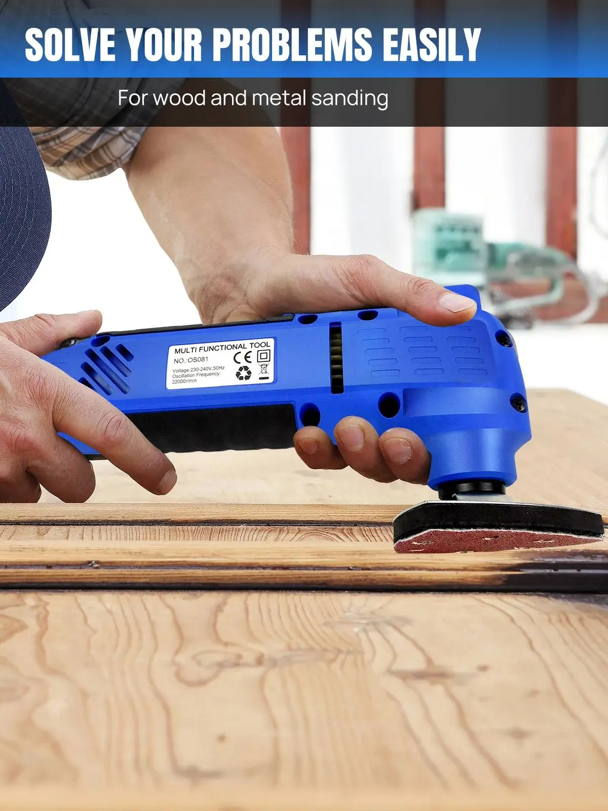 Outil multifonction oscillant électrique 3800W, 22000 tr/min avec système de changement rapide, 3 ° Angle pour la coupe rapide, le ponçage, le raclage, outil électrique filaire