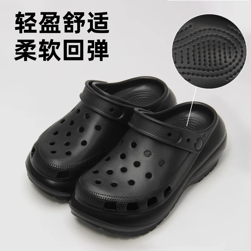 Туфли с отверстиями на толстой подошве 6 см, женская нескользящая, дезодорирующая, высота пляжа, наступляющая на лайно, тапочки из ЭВА, лето 202, новинка