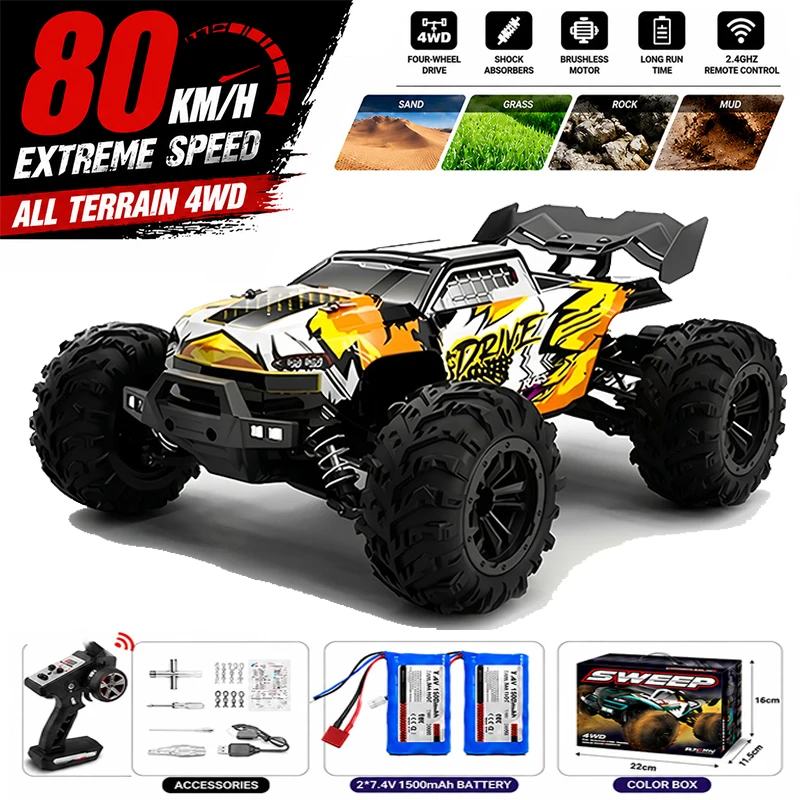 

1:16 50-80KM/H 4WD RC Car with LED Lights, High Speed Drift Monster Truck, Christmas & Thanksgiving Toy, Compatible with WLtoys