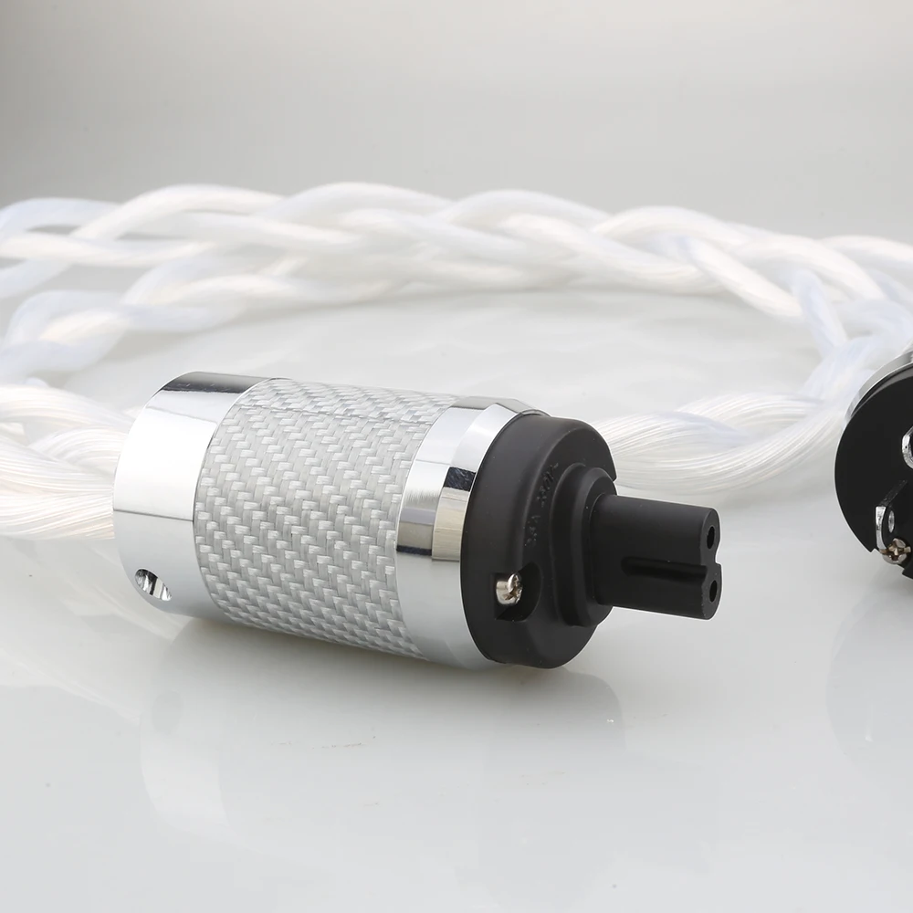 5N OCC US & EU AC Audiophiles Audio-Verstärker DAC Filter HIFI Silber Stromkabel aus Kohlefaser mit Figure 8 IEC C7 Buchsenstecker – Detail 10