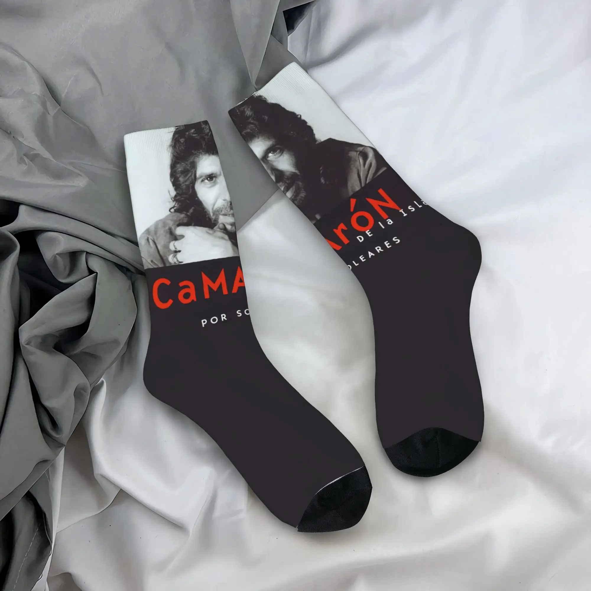 

Custom Cute Spanish Flamenco Singer Socks Women Men Warm 3D Printed Island Shrimp Camaron De La Isla Basketball Sports Socks