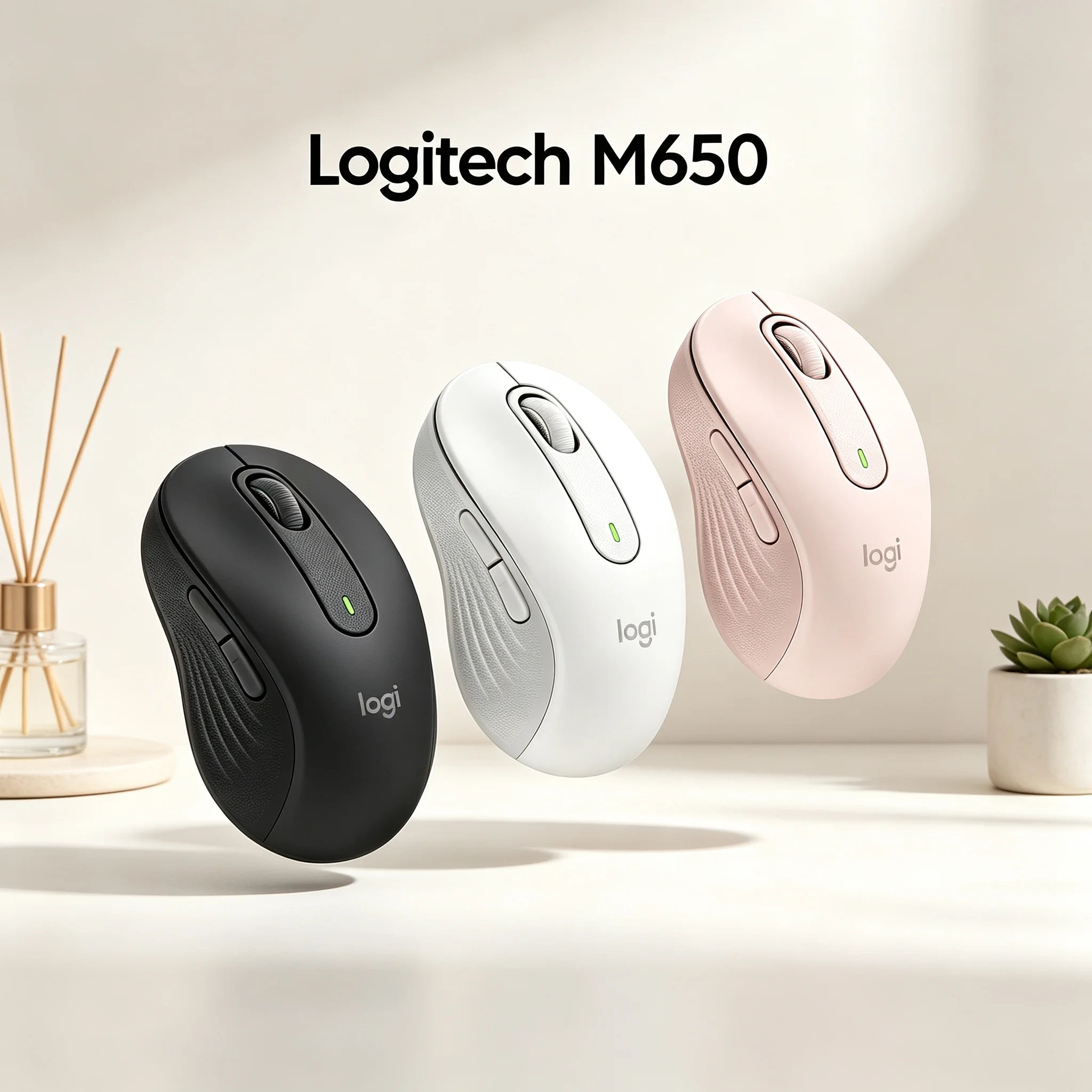 Logitech M650 Signature Wireless Mouse Multi Device Switch Between Laptop Mac Tablet Silent Click Rubber Side Grips Contoured Er