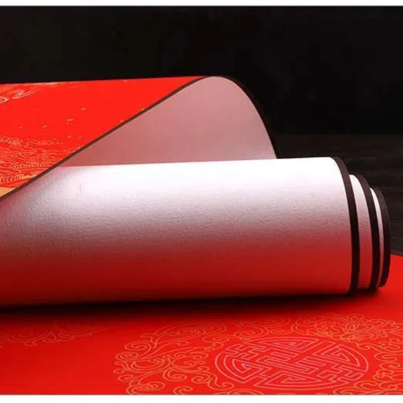 Batik Rood Couplet Hangende Scroll Vintage Half Rijp Rijstpapier Handschrift Kalligrafie Scroll Chinese Stijl Decoratieve Scroll