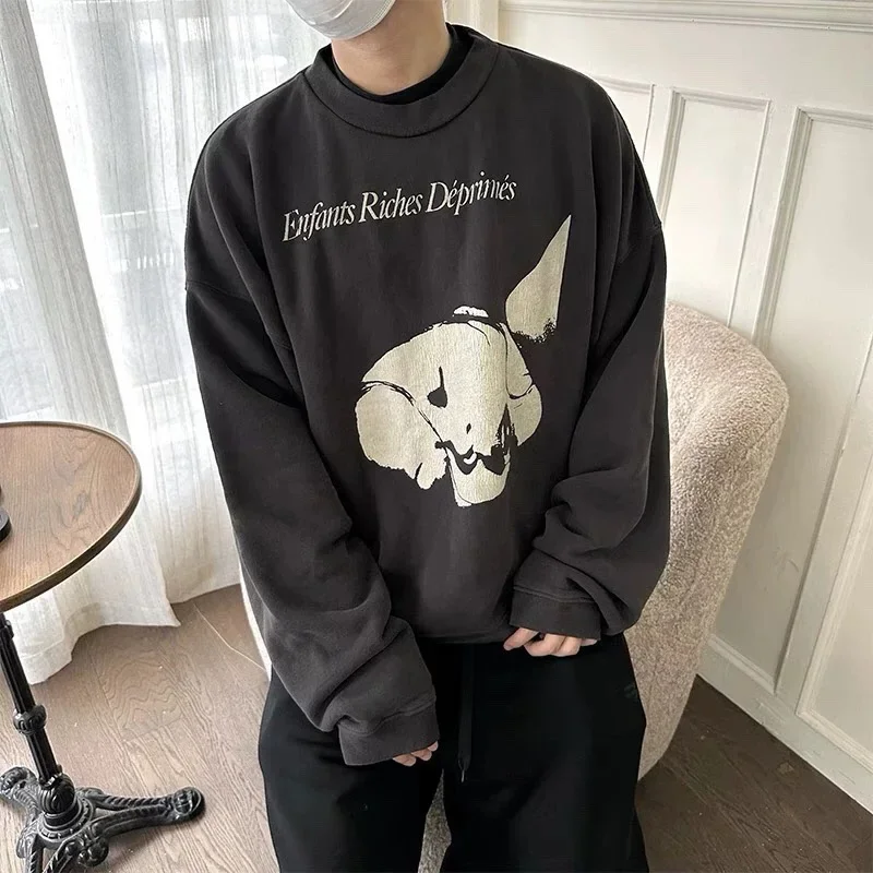 Classic Women Portrait Logo Print Enfants Riches Deprimes Sweatshirts High Quality Vintage Oversized ERD Crewneck Pullovers