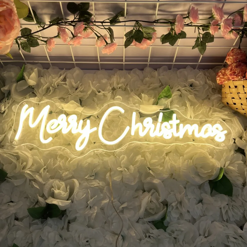 Merry Christmas Neon Signs For Room Wall Decor Christmas Led Light Signs For Home Bedroom Christmas Party Bar Dimmable Lights