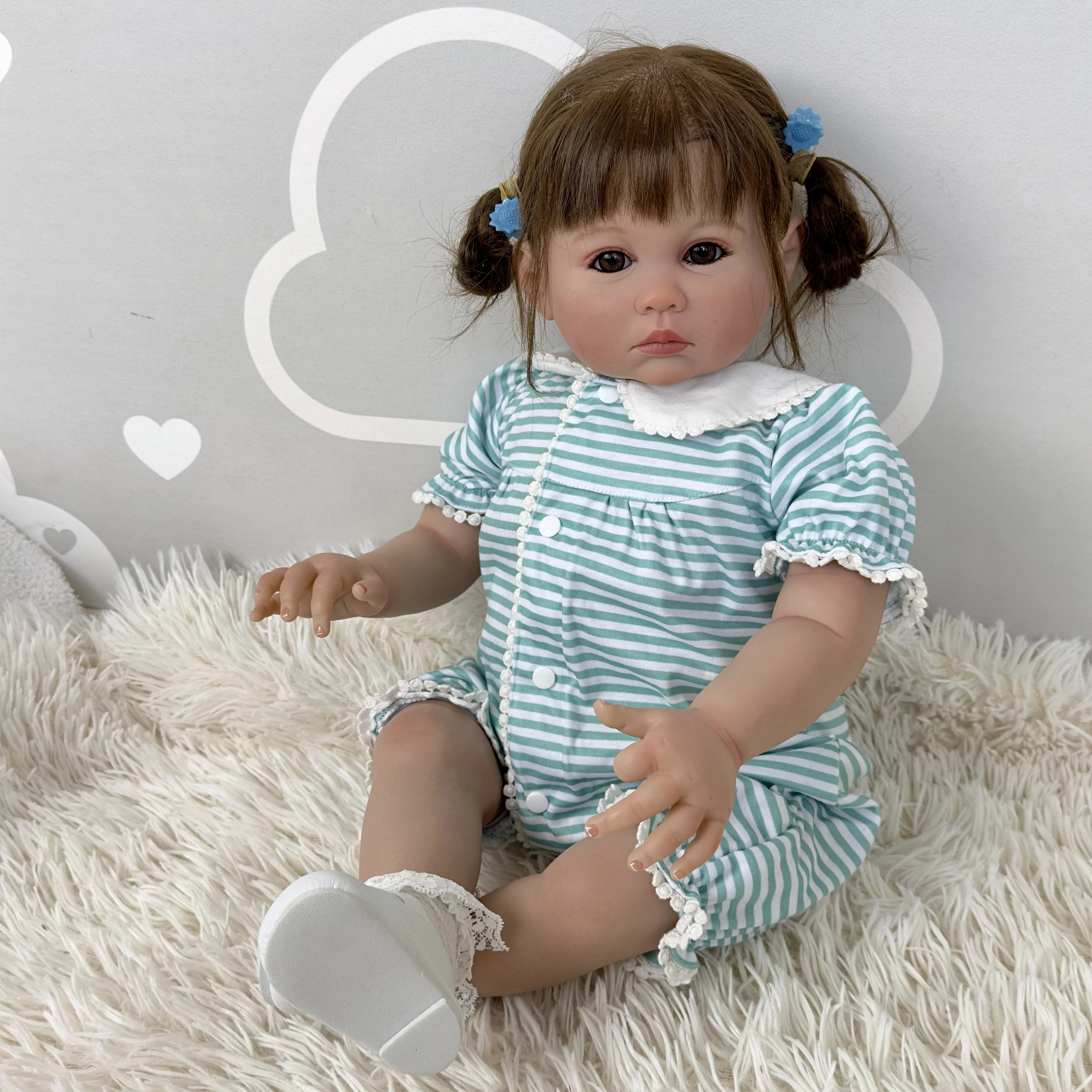 

FBBD 3D Skin 24inch Reborn Toddler Girl Julieata Soft Cloth Body Rooted Hair High Quality Hand Painted Doll For girl