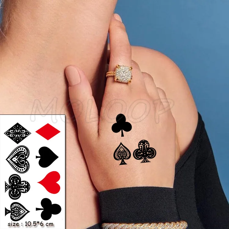 Waterproof Temporary Tattoo Stickers Playing Cards Peach Tattoo Small Size Tatto  Flash Tatoo Fake Tattoos for Man Girl Women