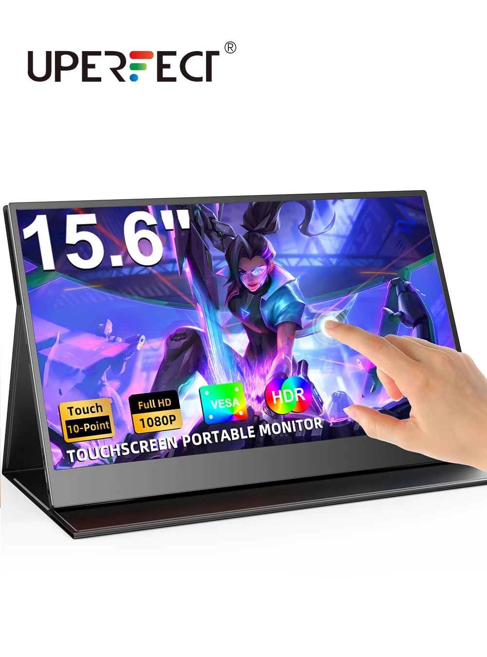 UPERFECT 15.6 inch Portable Monitor Touchscreen FHD 1080P External Gaming Display USB-C HDMI Port for Laptop Mini PC Phone Switc