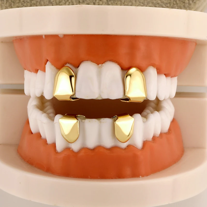 Fashionable Gold Single Braces Hip-Hop Style Braces Metal Upper Lower BracesSet Both Men Women Makeup ToolsSupplies Grillz