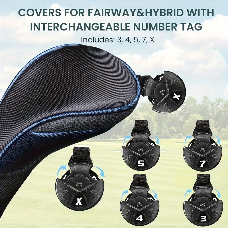 4-Piece Premium Golf Club Head Cover Set-Includes 1 Driver, 1 Fairway Wood & 2 Hybrids Universal Fit For Men & Women